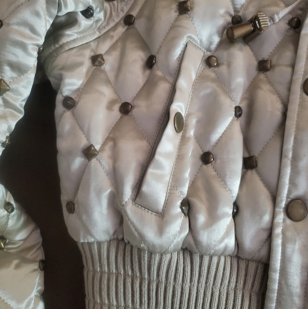💯Catherine Malandrino Studded Bomber Jacket - Picture 3 of 16